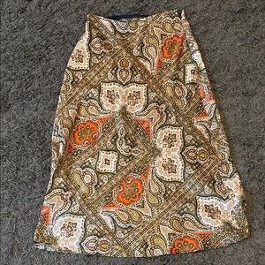 Express Bohemian Satin Patterned Midi Skirt